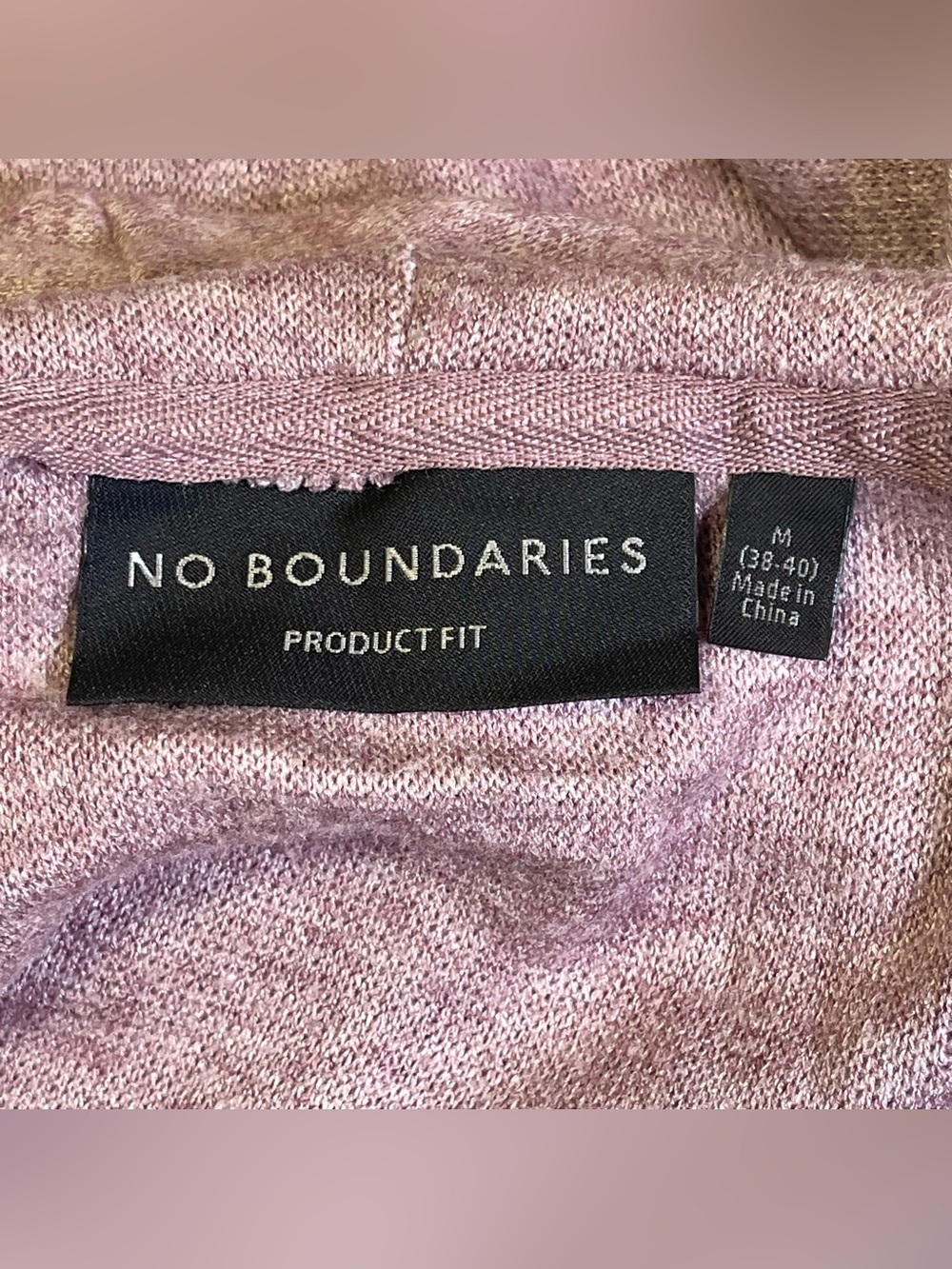 No Boundaries Men’s Medium Mauve Lavender Knit Hoodie Pouch Pocket Ultra Soft - Picture 3 of 9
